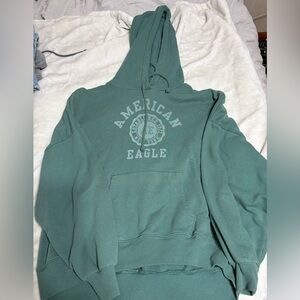 American Eagle Oversized Moss Green Hoodie with Drawstrings